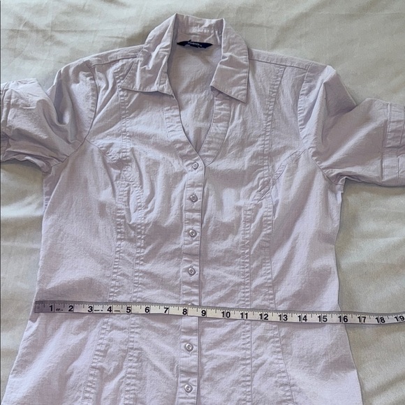 Reitmans Shirt Purple Fitted Button Down Short Sleeve with Collar Women's Sz 7 - Picture 8 of 11